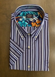 PAUL & SHARK CHEMISE MANCHES COURTES À RAYURES MARINE, 245$