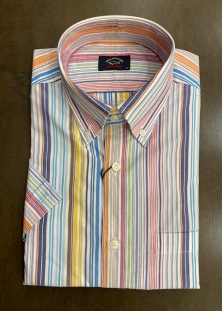 PAUL & SHARK CHEMISE MANCHES COURTES À RAYURES MULTI, 245$