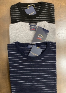 PAUL & SHARK CHANDAIL PURE CASHMERE ITALIEN À RAYURES MARINE ET NOIR, 498$