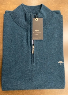 FYNCH-HATTON, CHANDAIL MERINO/CASHMERE, DEMI-ZIP, BLEU TURQUOISE, 288$