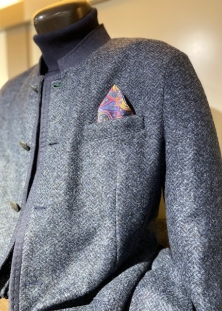 SCHNEIDERS JACKET CHANDAIL, FORME AUTRICHIENNE, LAINE CHEVRON, COULEUR AQUAMARINE, 895$