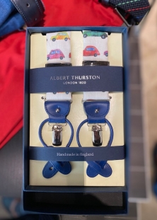 ALBERT THURSTON BRETELLES BOUTONS/CLIPS, MOTIF ¨CAR LONDON¨, 165$